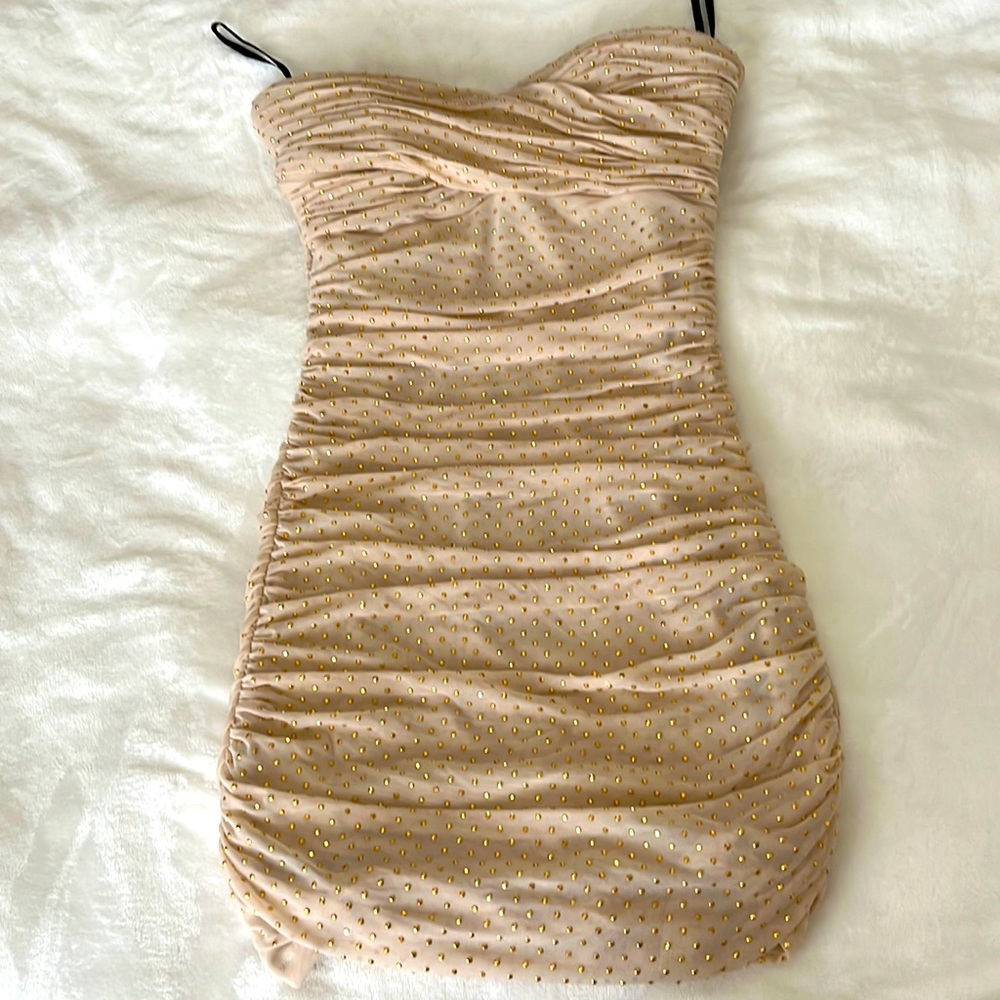 Bebe Gold-Studded Cocktail Dress - S/P